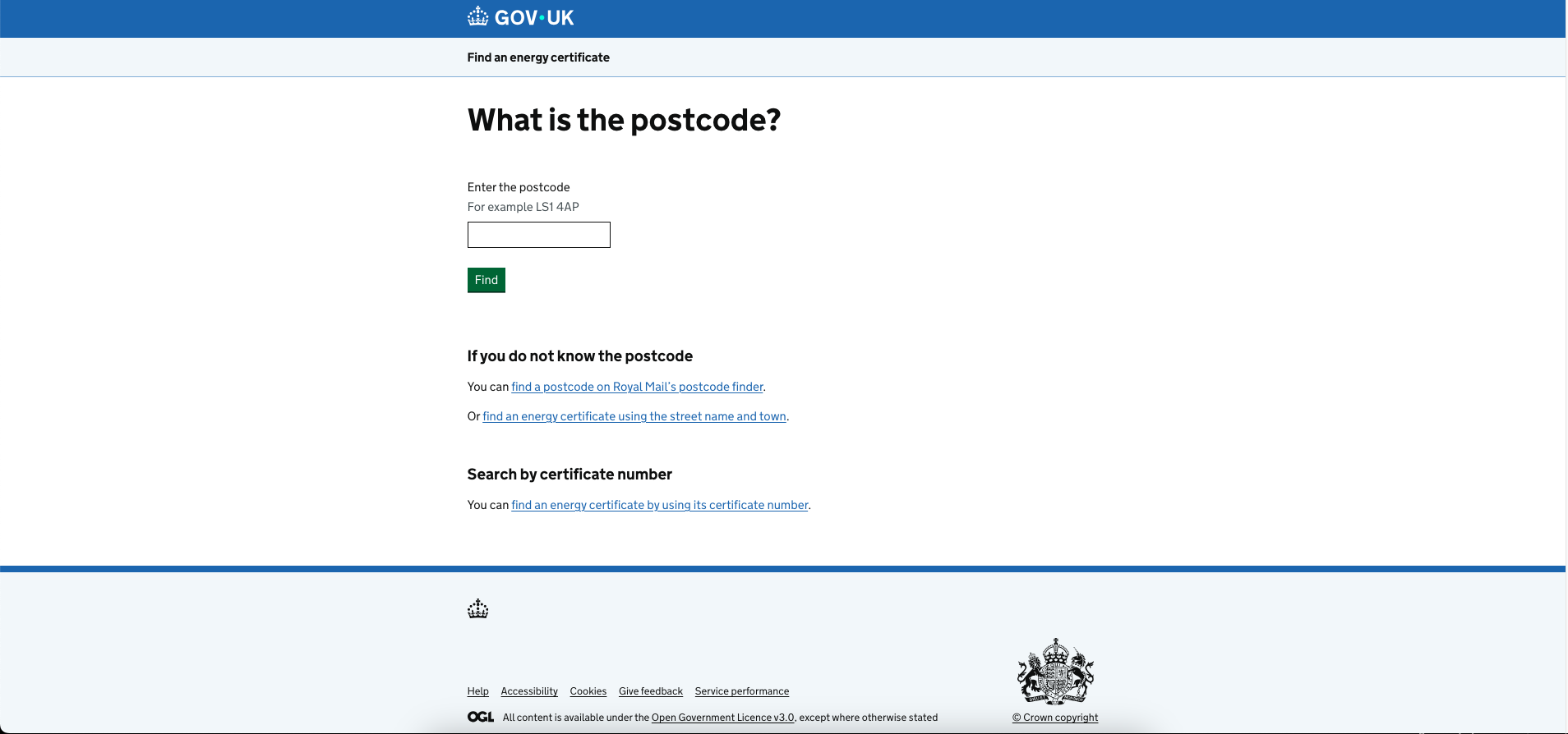 Government EPC Register Interface Mockup